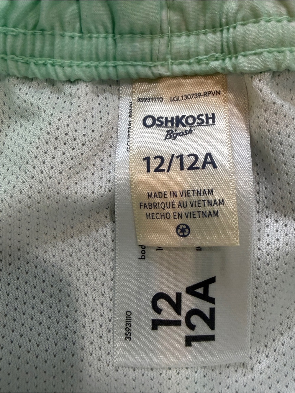 OshKosh Bgosh Mint Green Tropical Print Swim Trunks Sz 12/12A - Picture 4 of 8